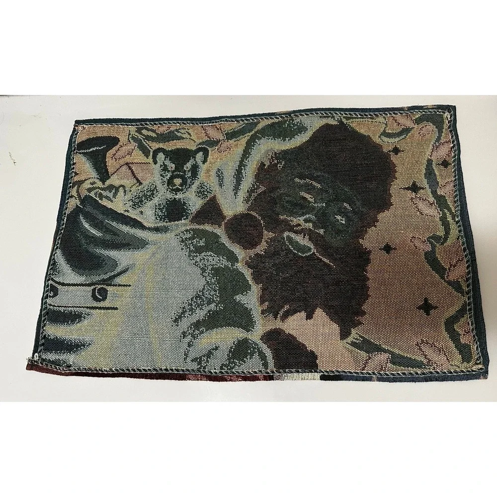 Vintage Christmas Santa Woven Tapestry 5 Pc‎ Table Set 4 Placements Table Runner
